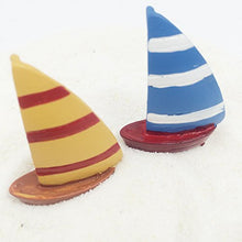 Load image into Gallery viewer, FUNSHOWCASE 2 Sailing Boats Boat Aquarium Terrariums Miniature Garden Fairy Gardens Doll House Cake Topper Resin Decoration Yellow and Blue
