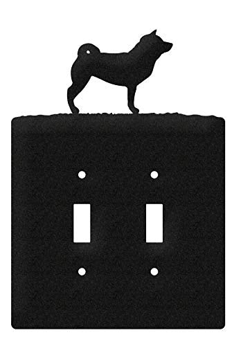 SWEN Products Shiba Inu Metal Wall Plate Cover (Double Switch, Black)