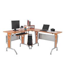 Load image into Gallery viewer, HomCom L-Shaped Corner Computer Office Desk Workstation with Rolling Keyboard Tray, &amp; Convenient CPU Stand, Wood Color
