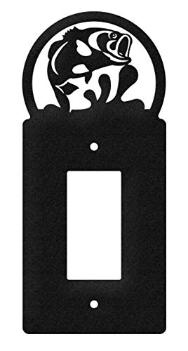 SWEN Products Fish Large Mouth Bass Wall Plate Cover (Single Rocker, Black)