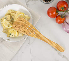 Load image into Gallery viewer, Eddington 50008 Italian Olive Wood Wide Pierced Spatula, Handcrafted in Europe, 12.5-Inches
