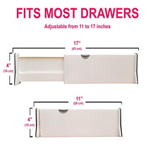 Load image into Gallery viewer, Rapturous 3 Pack Drawer Dividers - 4 Inch High Expandable Dresser Drawer Organizers, Anti-Scratch Foam Edges - Adjustable Drawer Organization Separators for Kitchen, Bedroom, Bathroom or Office Drawer
