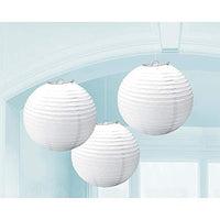 Traditional Hanging Round Lantern Party Decoration, Frosty White, Paper , 9