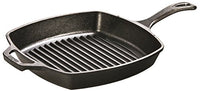 Lodge Pre-Seasoned Cast Iron Grill Pan With Assist Handle, 10.5 inch, Black