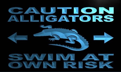 Caution Alligators Swim at Own Risk LED Sign Neon Light Sign Display m538-b(c)