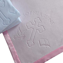 Load image into Gallery viewer, Custom Catch Personalized Baptism Baby Blanket Gift   Girl Name For Christening (Pink, 1 Text Line)
