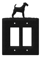 SWEN Products Irish Wire Fox Terrier Metal Wall Plate Cover (Double Rocker, Black)