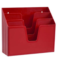 Acrimet Horizontal Triple File Folder Organizer (Solid Red Color)