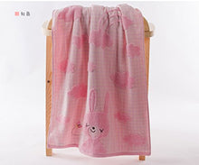 Load image into Gallery viewer, A.H G3572 Lovely Cartoon Rabbit Animals Pattern Baby Kid Bathroom Bath Towels Large Washcloth 120cm62cm Rectangular Washcloth Blue/Yellow/Pink 100% Cotton Soft Touch First Class Product (Pink)
