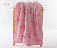 A.H G3572 Lovely Cartoon Rabbit Animals Pattern Baby Kid Bathroom Bath Towels Large Washcloth 120cm62cm Rectangular Washcloth Blue/Yellow/Pink 100% Cotton Soft Touch First Class Product (Pink)