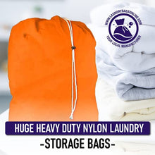 Load image into Gallery viewer, Super Extra Large Huge Heavy Duty Nylon Laundry Storage Bag with Drawstring, Durable, Machine Washable 40&quot; x 50&quot;, choose the color (Orange)
