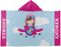 YouCustomizeIt Airplane & Girl Pilot Kids Hooded Towel (Personalized)