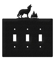 SWEN Products Wolf Metal Wall Plate Cover (Triple Switch, Black)
