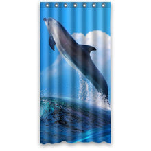 Load image into Gallery viewer, FUNNY KIDS&#39; HOME Fashion Design Waterproof Polyester Fabric Bathroom Shower Curtain Standard Size 36(w) x72(h) with Shower Rings - Dolphin Beautiful Dance Sea Waves Splash
