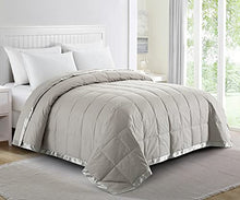 Load image into Gallery viewer, puredown Soft Lightweight Down Blanket with Satin Trim for Bed 100% Cotton, Lazy Gray, King Size (108&quot;X90&quot;)
