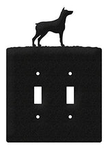 Load image into Gallery viewer, SWEN Products Doberman Pinscher Metal Wall Plate Cover (Double Switch, Black)
