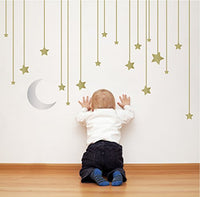 Hanging Stars Wall Decal (Gold & Silver, 40