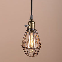 Load image into Gallery viewer, Permo Rusty Brown Metal Vintage Style Industrial Opening and Closing Hanging Light Pendant Wire Cage Lamp Guard
