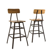 Christopher Knight Home 298872 Raychel Laminated Acacia Barstools, 2-Pcs Set, Natural Stained W/ Rustic Metal