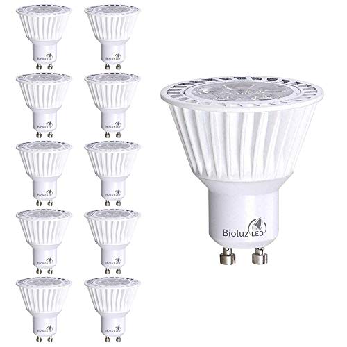 10 Pack Commercial Grade GU10 LED Bulbs Bioluz LED Dimmable 3000K 50W Halogen Replacement 120v UL Listed (Pack of 10)