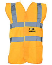 Load image into Gallery viewer, Fire Warden, Printed Hi-Vis Vest Waistcoat - Orange/Black XL
