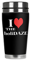 Mugzie brand 16-Ounce Travel Mug with Insulated Wetsuit Cover - I Heart the Holidaze
