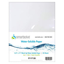 Load image into Gallery viewer, SmartSolve Water-Soluble Dissolving Paper, 8.5&quot; x 11&quot;, White (Pack of 25)
