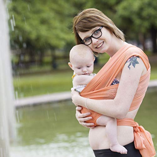 Beachfront Baby Wrap - Versatile Water & Warm Weather Baby Carrier | Made in USA with Safety Tested Fabric, CPSIA & ASTM Compliant | Lightweight, Quick Dry (Coral Sea, One Size)