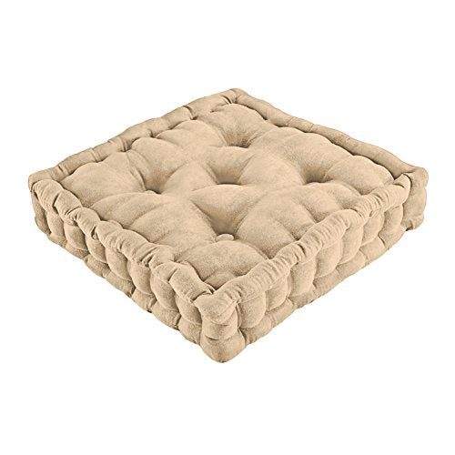 Collections Etc Tufted Padded Boosted Cushion and Support - Plush Seating for Chair with Carrying Handle, Natural