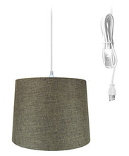 Load image into Gallery viewer, HomeConcept 1 Light Swag Plug-in Pendant 14&quot; w Chocolate Burlap Shade, 17&#39; White Cord
