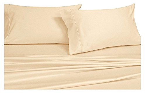 Royal Hotel Split King: Adjustable King Bed Sheets 5 Pc Solid Ivory 100% Cotton 600 Thread Count, Dee