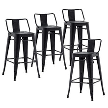 Load image into Gallery viewer, Metal Barstools Set of 4 Industrial Bar Stools Counter Stools with Backs Indoor-Outdoor Counter Height Bar Stools (30 inch, Matte Black)
