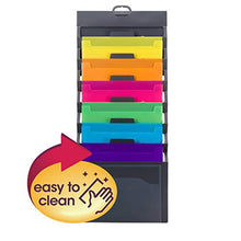 Load image into Gallery viewer, Smead Cascading Wall Organizer, 6 Removable Folder Pockets, Letter Size, Gray with Bright Pockets (92060)
