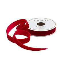 Load image into Gallery viewer, Caspari Red Velvet .5 Inch Thin Unwired Ribbon - 12 Foot Spool
