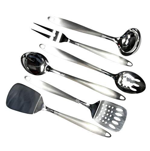 Chef Craft Solid 6 Piece Stainless Steel Kitchen Tool Set, Silver