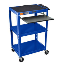 Load image into Gallery viewer, LUXOR Mobile Stand Up Computer Desk Workstation Cart in Blue Steel
