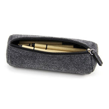 Load image into Gallery viewer, Youngman Fashion Wool Felt Simple Cosmetic Pen Pencil Bag Case Roll-stylish Minimalist Wool Felt Folded Pen Case/pen Holder (22.57.5 Cm, Dark-gray) (Black)
