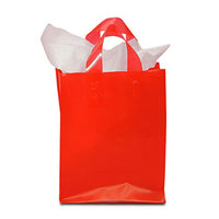Red Frosted Plastic Bags with Handles | Quantity: 250 | Width: 16