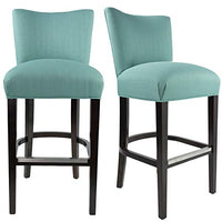 Sole Designs Savannah Collection Modern Fabric Sachi Upholstered Counter Bar Stool with Concave Back Design Aqua