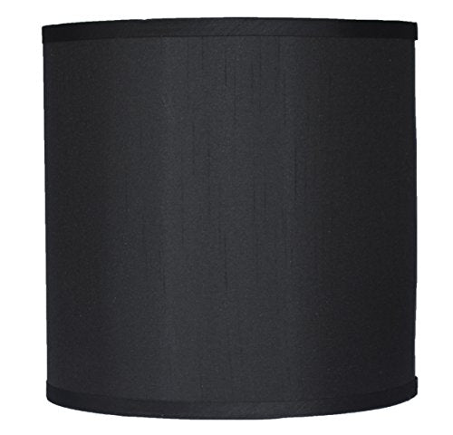 Urbanest Faux Silk Drum Lampshade, 10-inch by 10-inch by 10-inch, Black, Spider Fitter