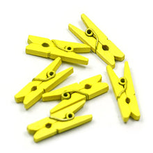 Load image into Gallery viewer, Topxome 100pcs Mini Colored Spring Wood Clips Clothes Photo Paper Peg Pin Clothespin Craft Clips Party Decoration(Yellow)
