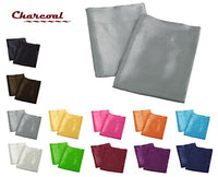 Aiking Home 2 Pieces of Colorful Shiny Satin Queen Size Pillow Cases, Charcoal