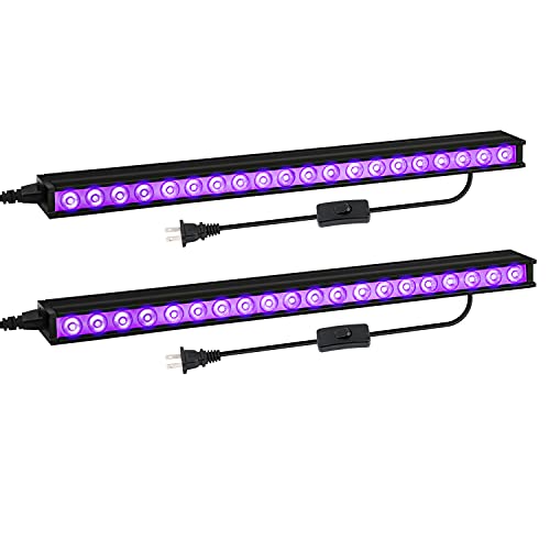 Black Light, OPPSK 2 Pack UV LED Blacklight Bar with ON/Off Switch, Power Linkable Black Light Fixtures for Bedroom Glow Party UV Paint Fluorescent Poster Halloween Christmas Birthday Party