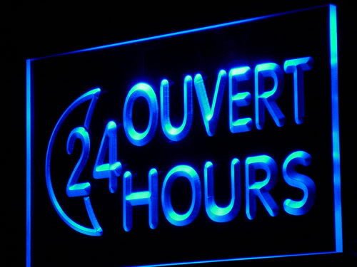 Ouvert 24 Hours Shop Cafe Food LED Sign Neon Light Sign Display j182-b(c)
