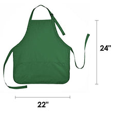 Load image into Gallery viewer, DALIX Apron Commercial Restaurant Home Bib Spun Poly Cotton Kitchen Aprons (3 Pockets) in Dark Green 12 Pack
