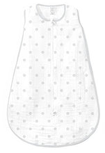Load image into Gallery viewer, SwaddleDesigns Cotton Muslin Sleeping Sack with 2-Way Zipper, Sterling Dots, Medium 6-12 Months

