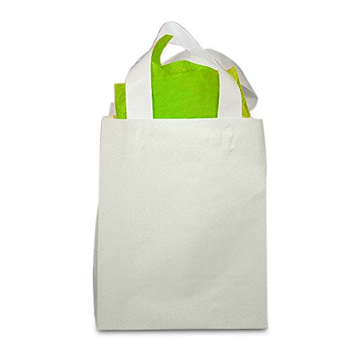 White Frosted Plastic Bags with Handles | Quantity: 250 | Width: 16