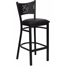 Load image into Gallery viewer, Offex Black Coffee Back Metal Restaurant Bar Stool - Black Vinyl Seat
