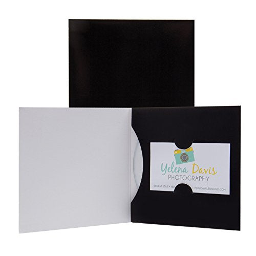 Neil Enterprises Paper CD or DVD and Business Card Holder Sleeve - 100 Pack (Black)