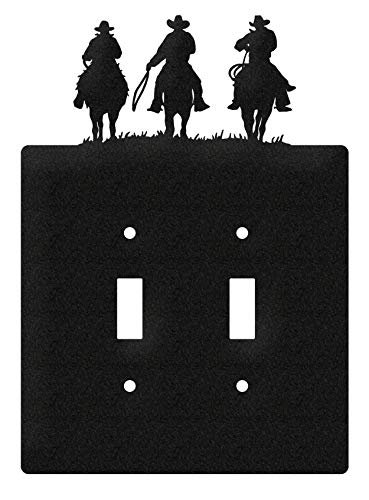 SWEN Products Three Cowboys Wall Plate Cover (Double Switch, Black)